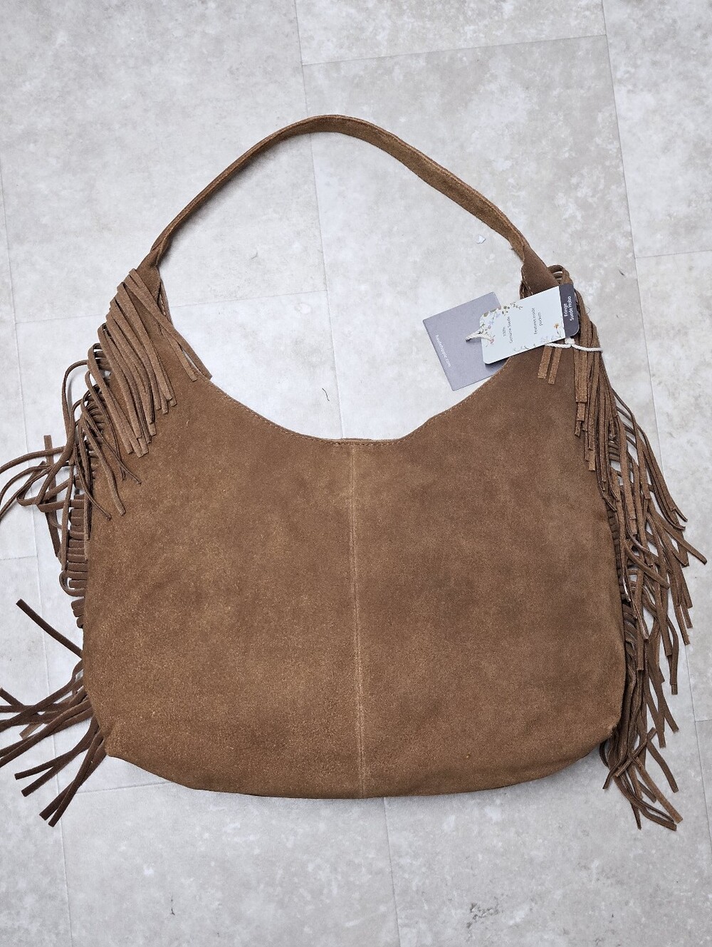 Haute Hippie Fringe Suede Hobo Bag Brown Western Cowgirl Chic Shoulder Bag - Picture 10 of 10